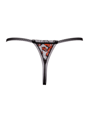 String ouvert dentelle bicolore & perles amovibles - Cottelli
